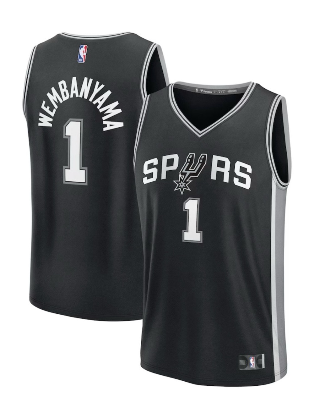 Fanatics Black and Silver V‑Neck Sports Jersey